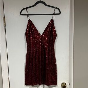 Tobi Burgundy Sequin Mini Dress